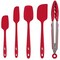 Silicone Spatula Set 5 Pcs Rubber Spatulas Silicone Heat Resistant 600°F, Spatulas for Nonstick Cookware, Seamless Design with Stainless Steel Core, Dishwasher Safe, Bonus Tongs Included